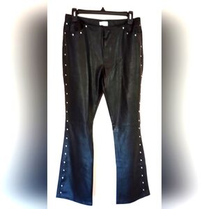NEW W TAG ARTIFICIAL LEATHER PANTS (PVC) POLYESTER LINED FLARE PANTS,SIZE MEDIUM